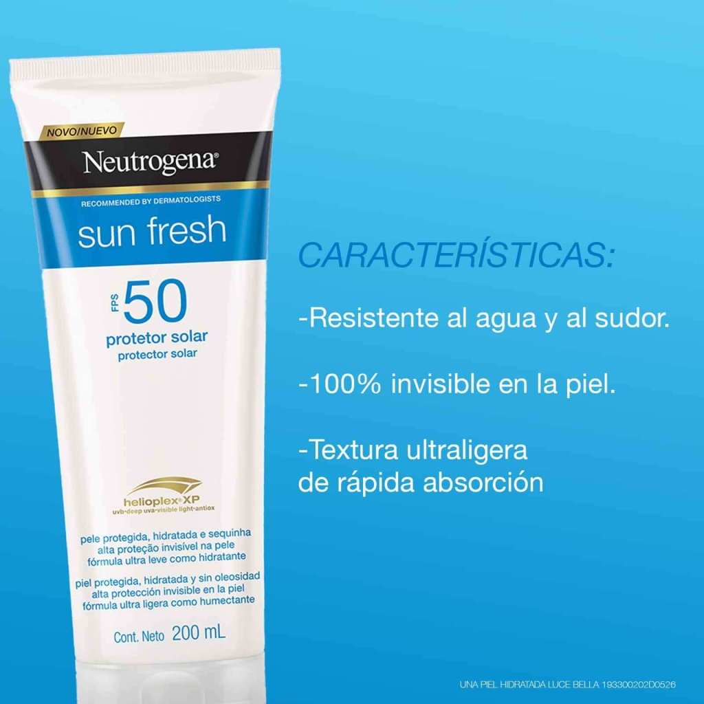 Protector Solar Corporal Neutrogena® Sun Fresh FPS50 200ml - Caracteristicas